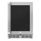 Outdoor built-in refrigerator with black door and stainless vented base