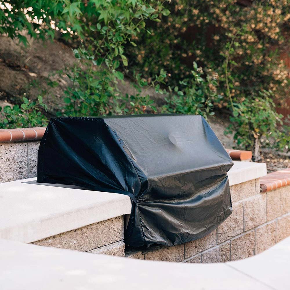 Outdoor built-in 30-inch grill cover, dark fabric with peaked top section