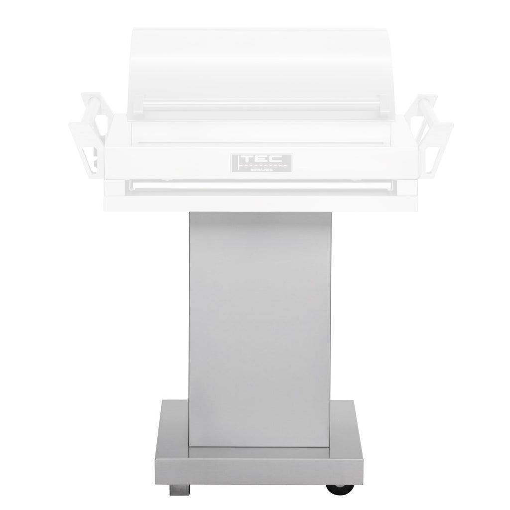 TEC stainless steel pedestal with front panel, raised top support and caster base