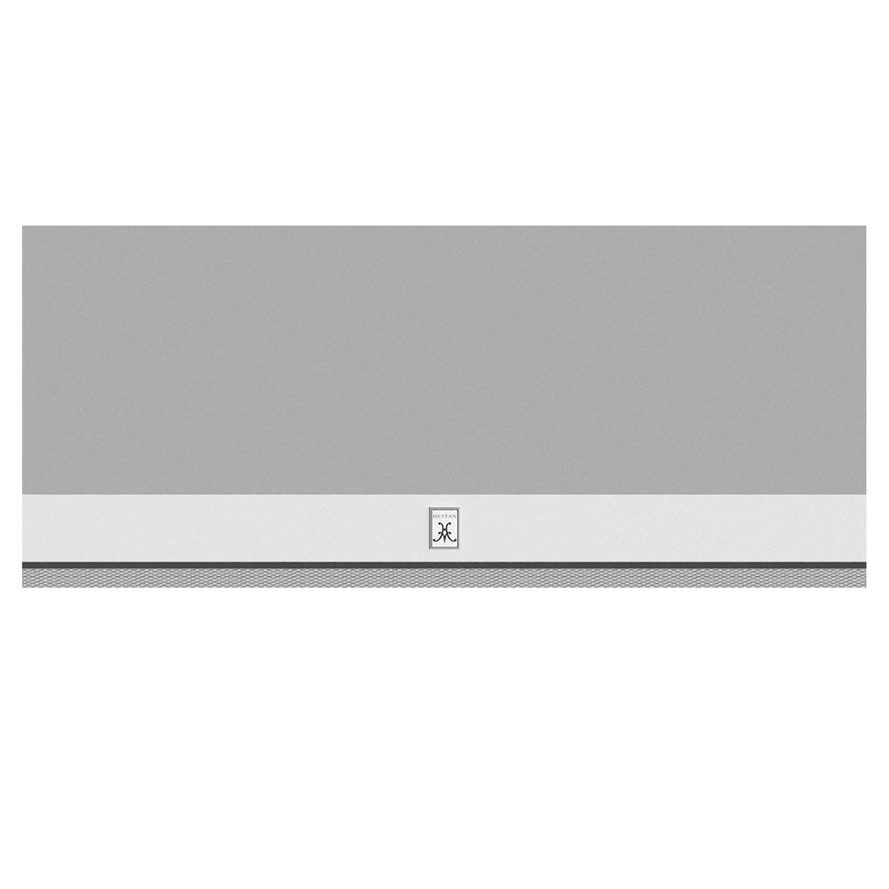 Outdoor ventilation hood, medium gray front panel with centered control badge