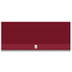 Outdoor ventilation hood, deep red front panel with centered control badge