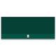 Outdoor ventilation hood, stainless steel with dark green finish and vent grille bottom.