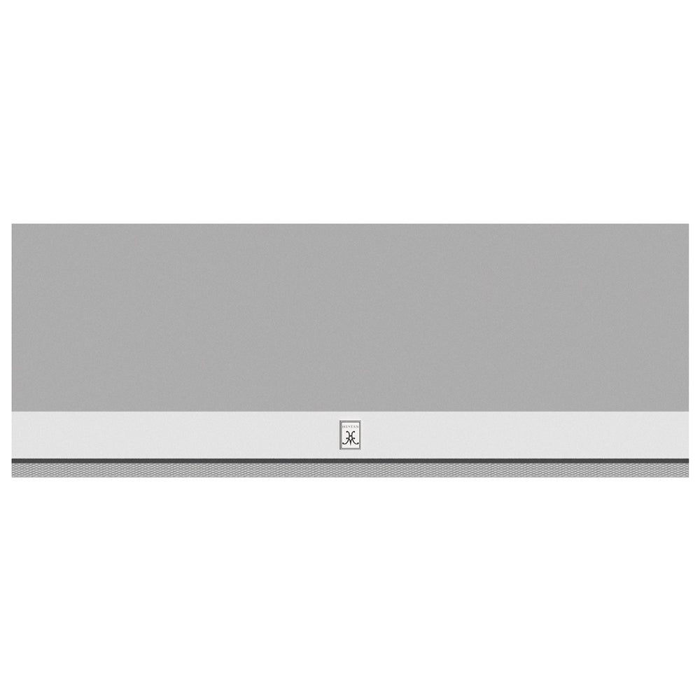 Stainless steel outdoor ventilation hood with vent control badge, light gray finish
