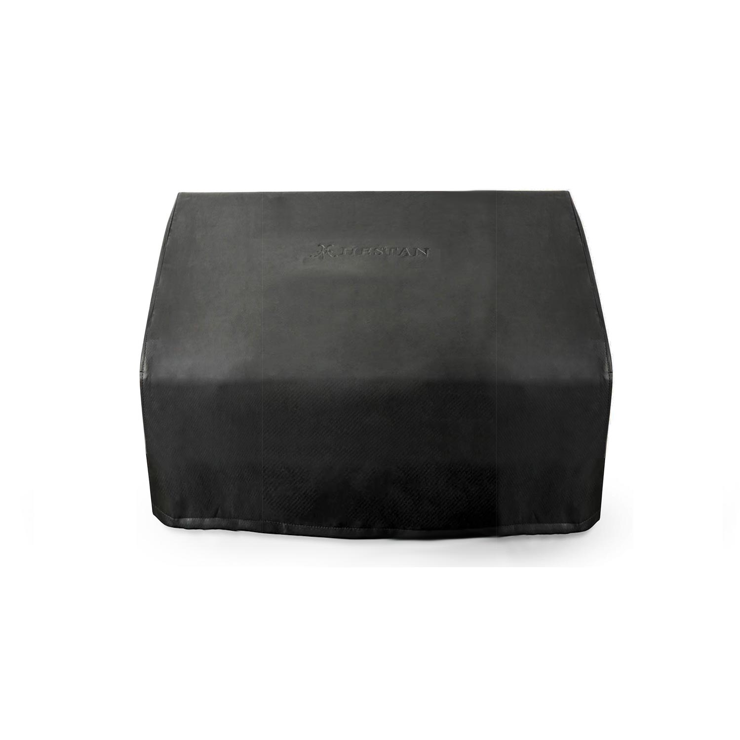 Hestan outdoor living suite bar fabric cover, dark gray, fitted wrap with logo