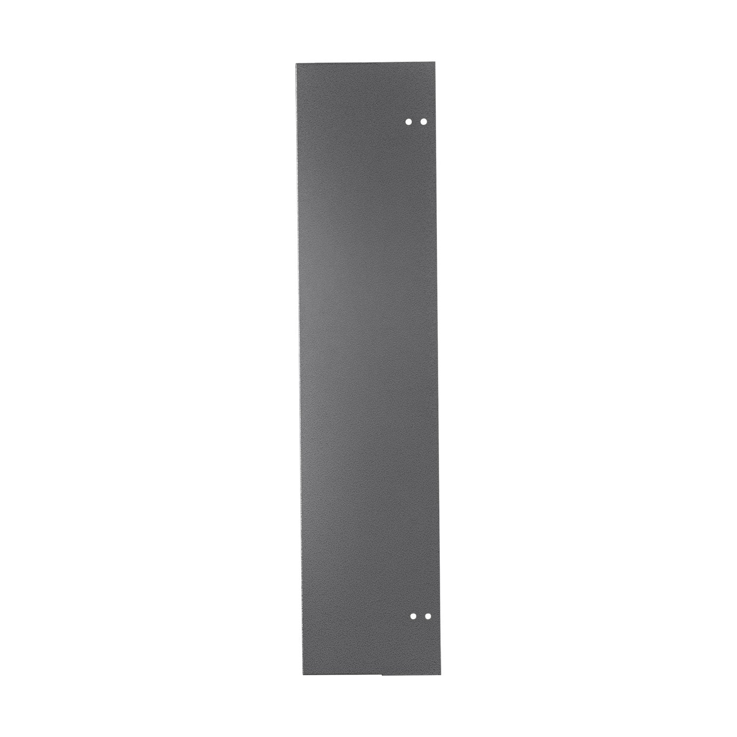 Dark gray metal wall spacer with two mounting holes