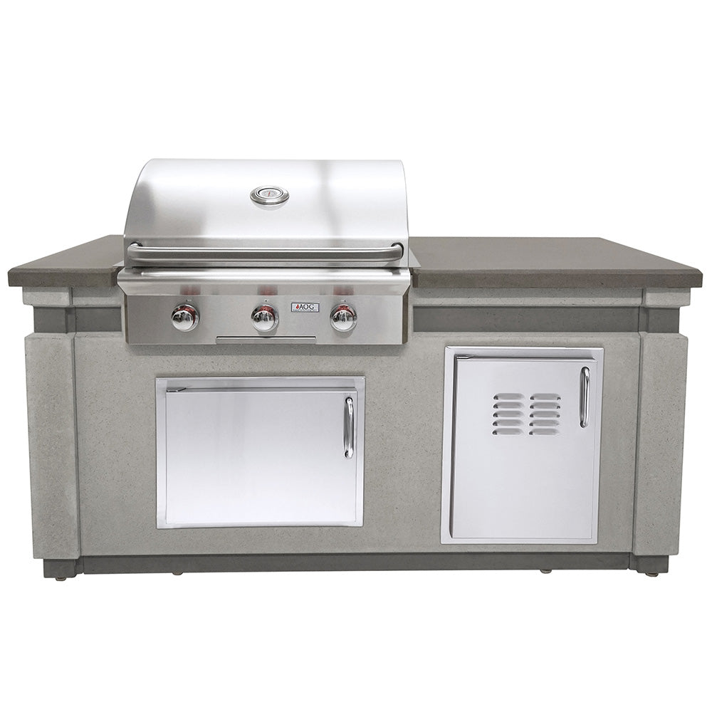 American Outdoor Grill T-Series Outdoor Kitchen Island with 30NBT-00SP Built-In Grill, Natural Gas