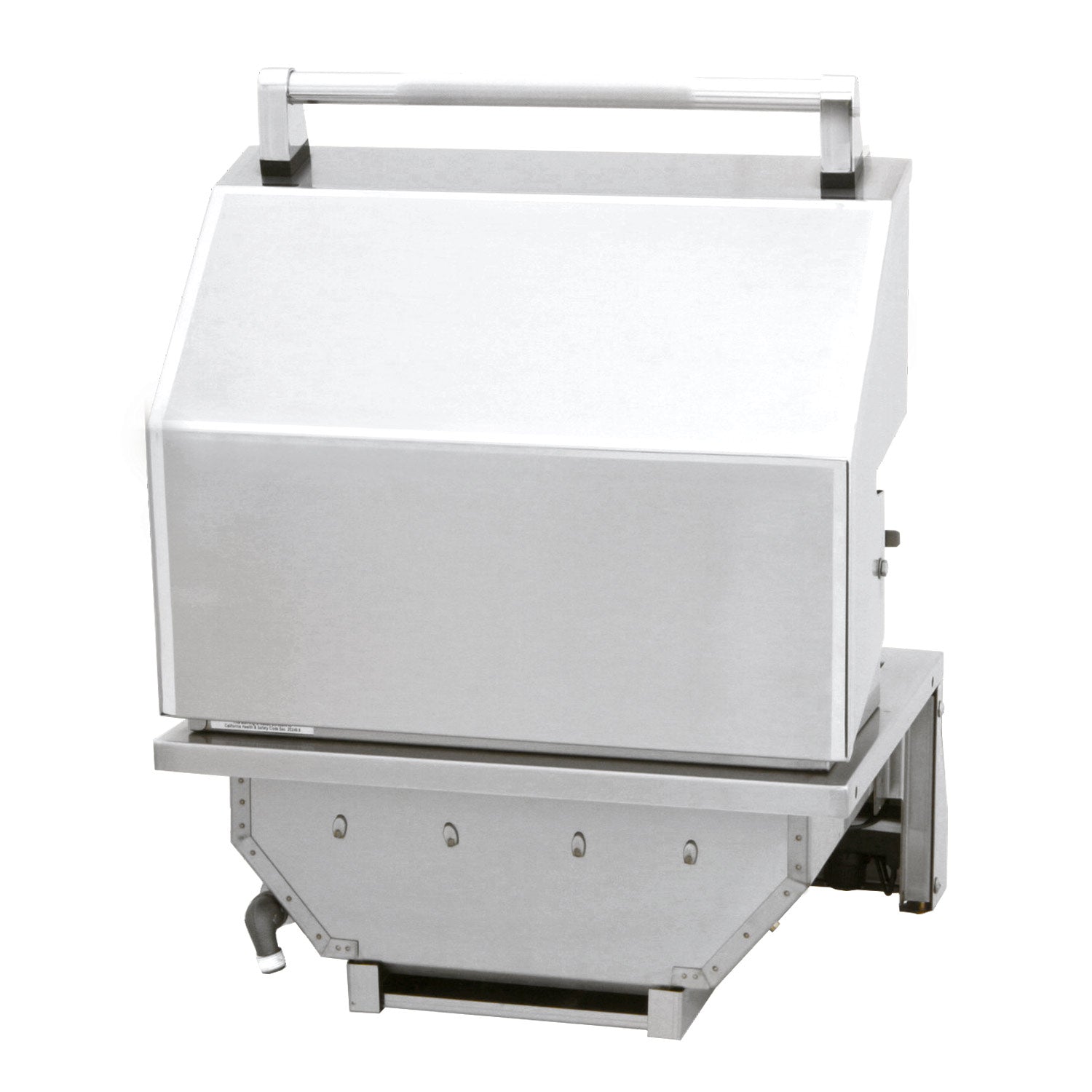 Stainless built-in grill with closed lid and front service panel