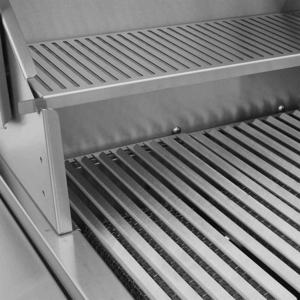 Solaire built-in grill with slotted warming rack and stainless grill grates
