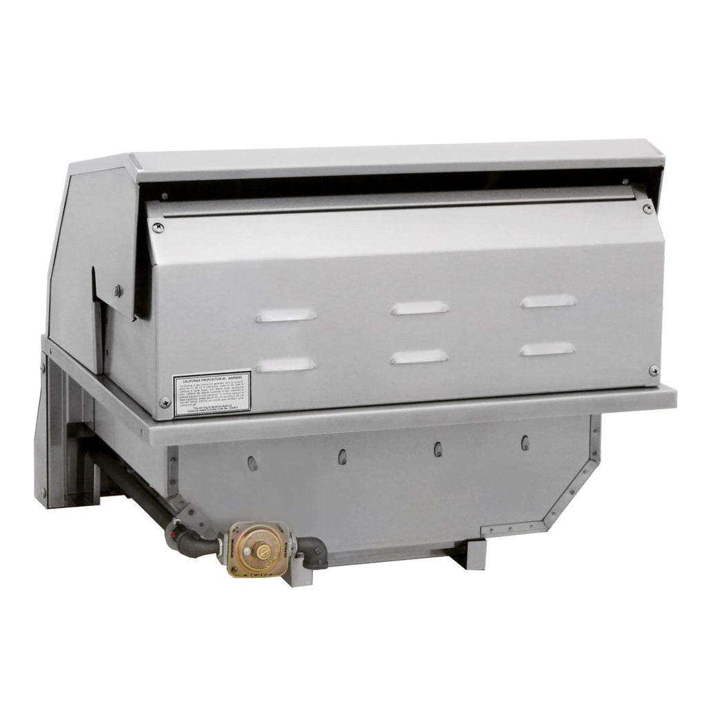 Built-in grill with back panel visible and gas valve on lower front