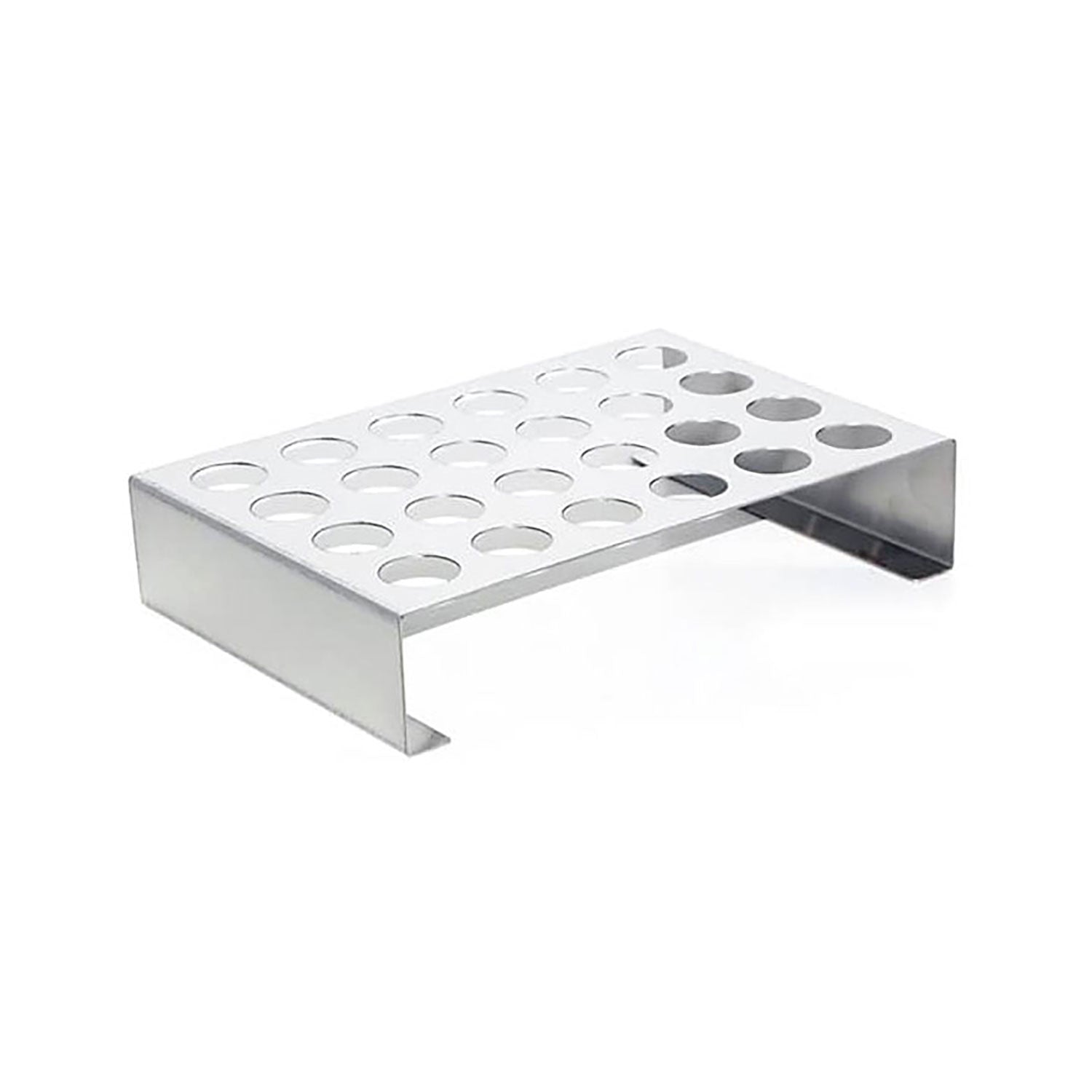 Metal jalapeno pepper tray with circular holes and slotted drain edge