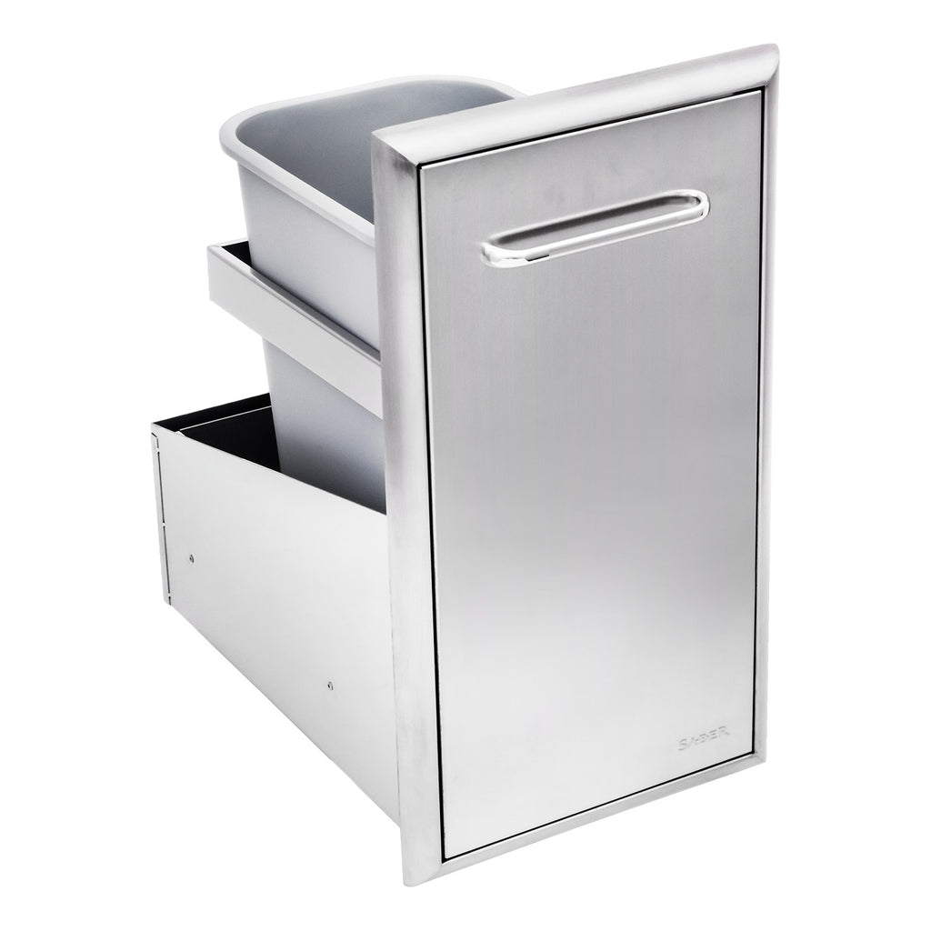 Saber Stainless Steel Roll-Out Trash Drawer, 14x21-Inches