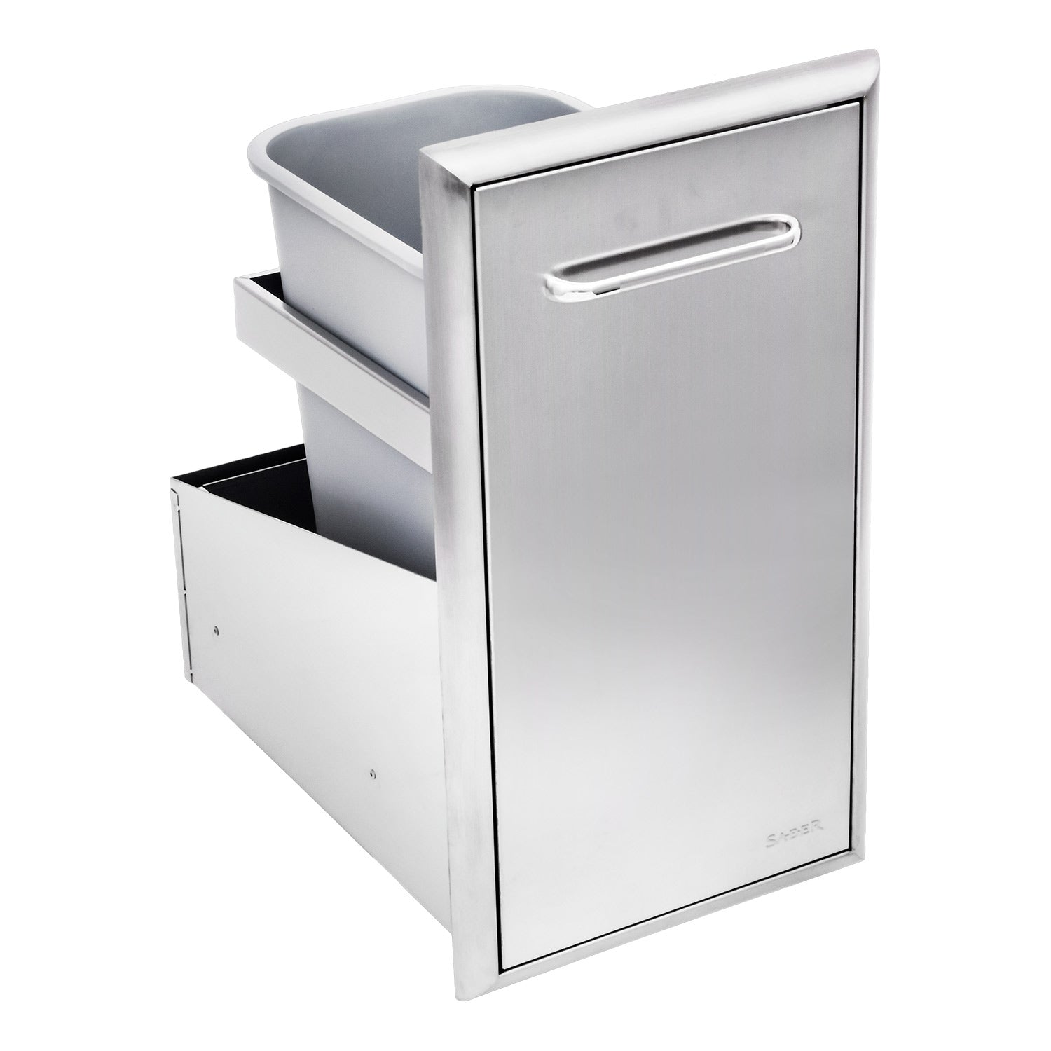 Saber Stainless Steel Roll-Out Trash Drawer, 14x21-Inches