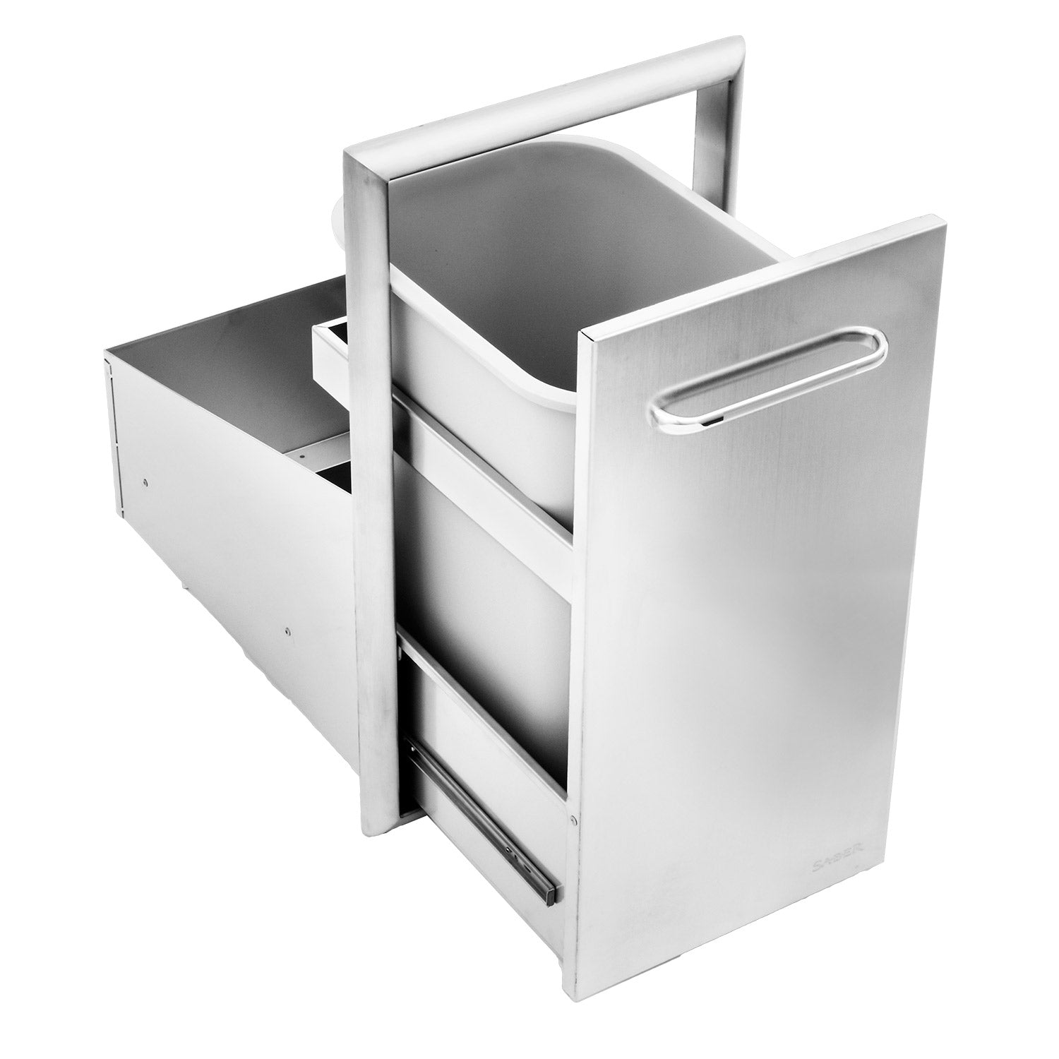 Saber Stainless Steel Roll-Out Trash Drawer, 14x21-Inches