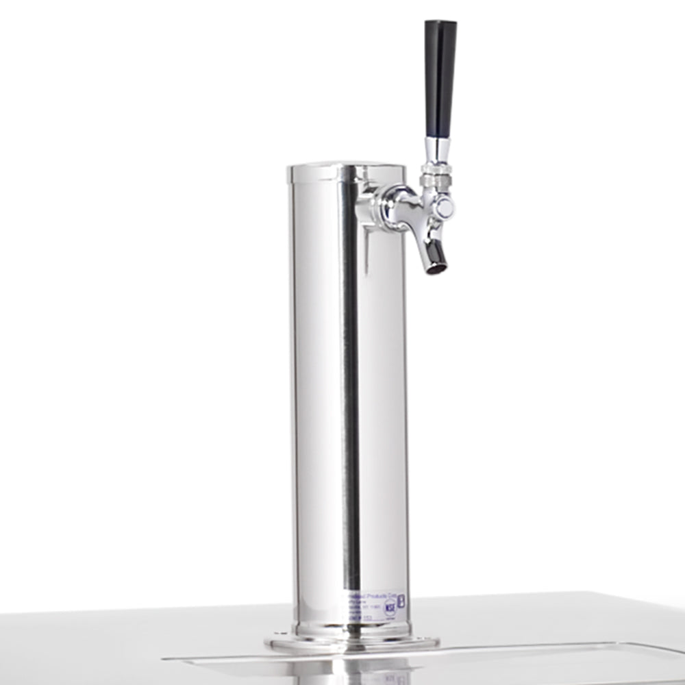 Single tap kegerator tower kit with stainless tower and chrome faucet handles