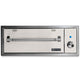 Built-in warming drawer, light gray front panel with chrome heating bar and control knob.