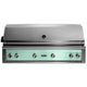Built-in gas grill with Surf front control panel and stainless steel control knobs.