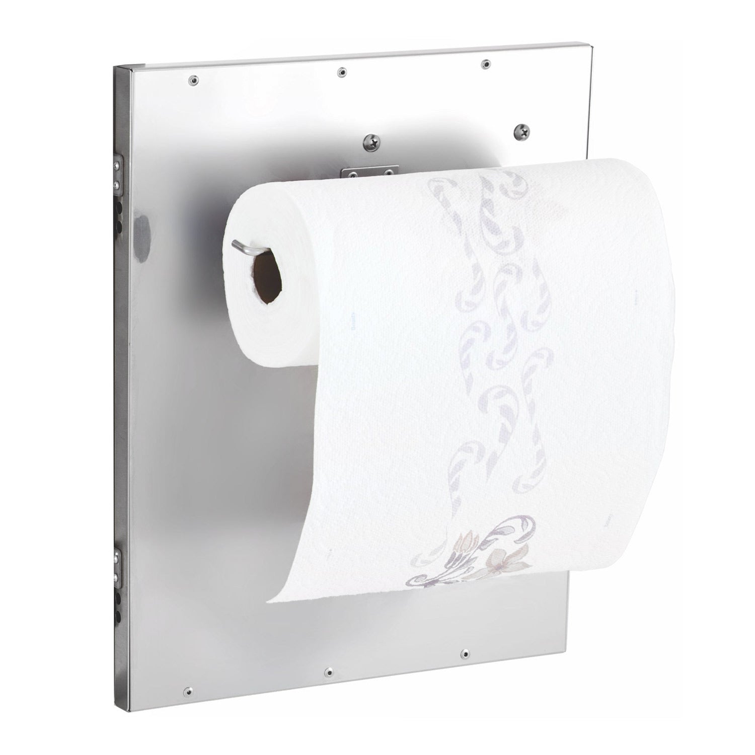 Freestanding grill rear panel with toilet-paper roll holder
