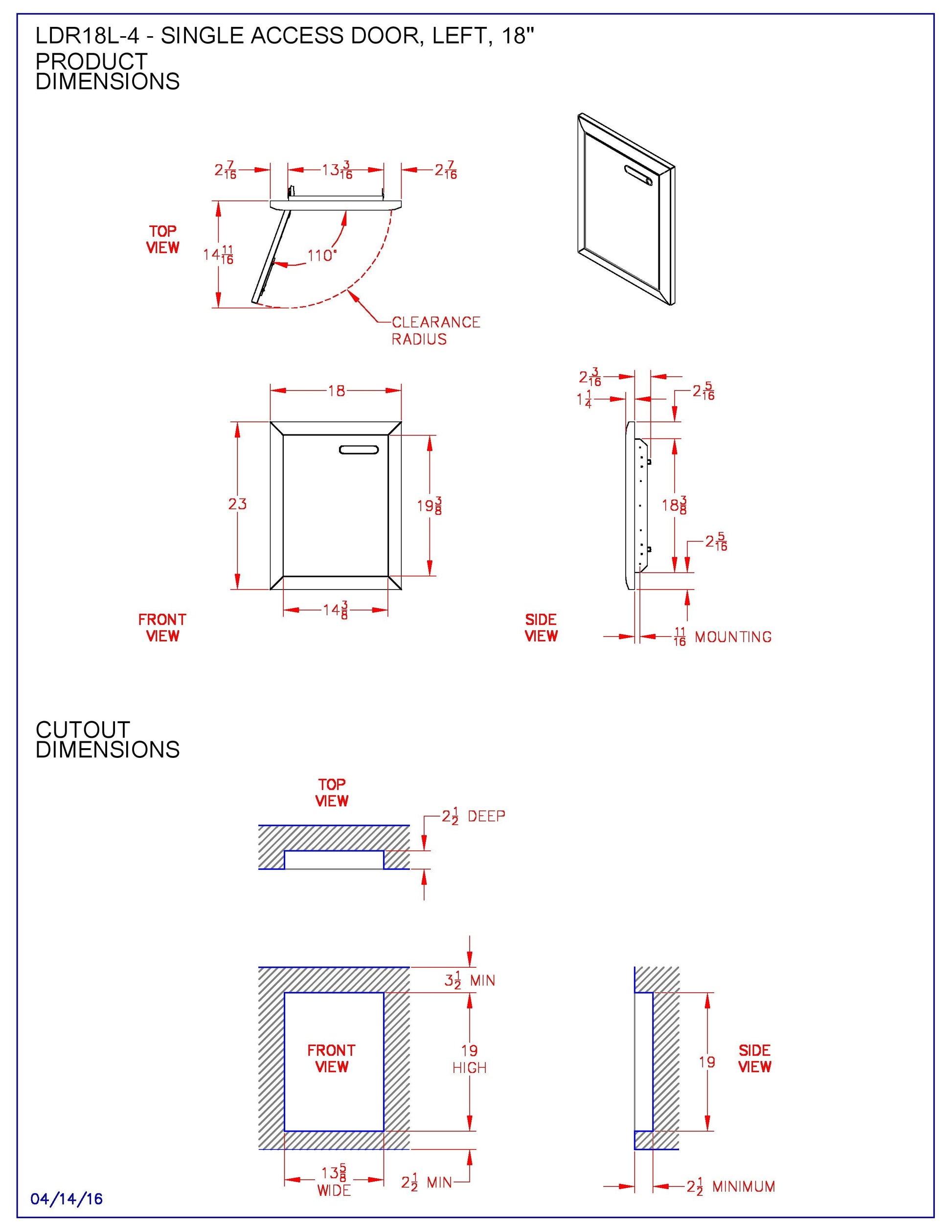 Lynx LDR18-4 Ventana Access Door, 23x18-Inch