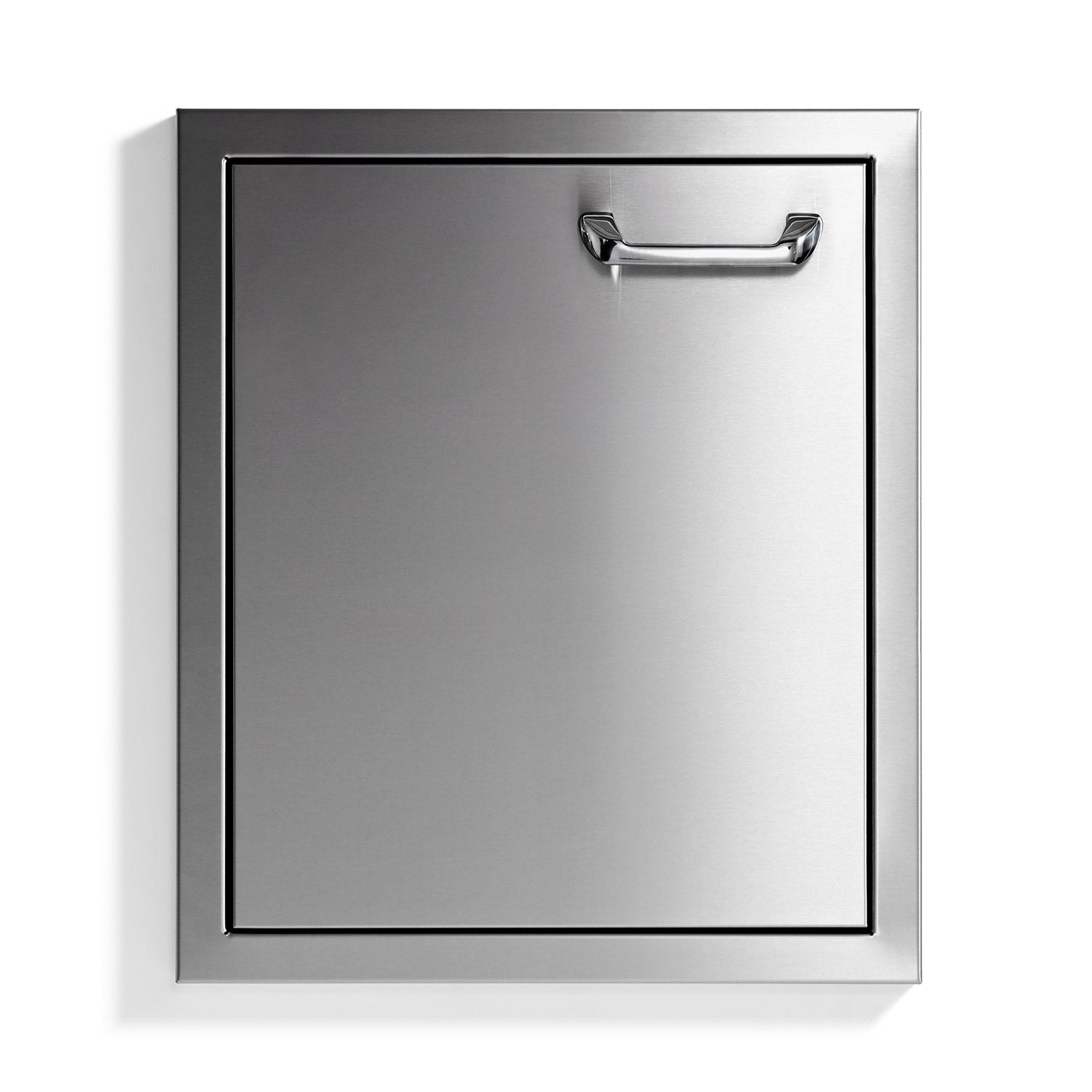 Stainless access door with handle and black inner frame, square