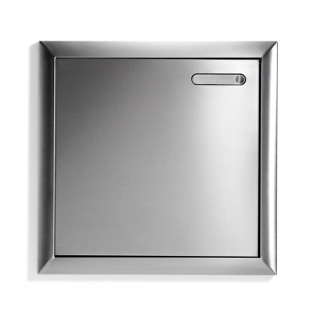 Stainless steel access door with square frame and recessed handle