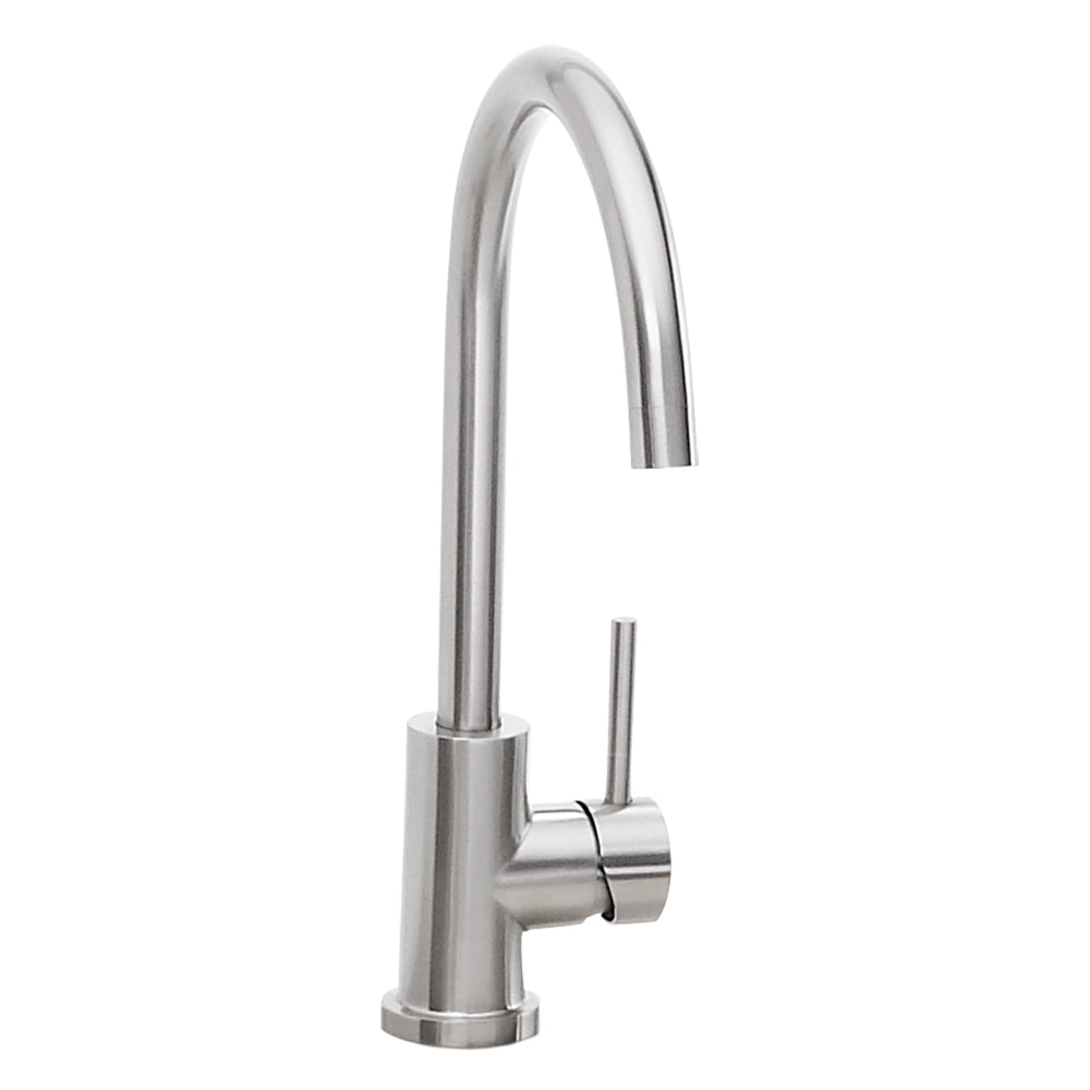Chrome gooseneck sink faucet with side control handle
