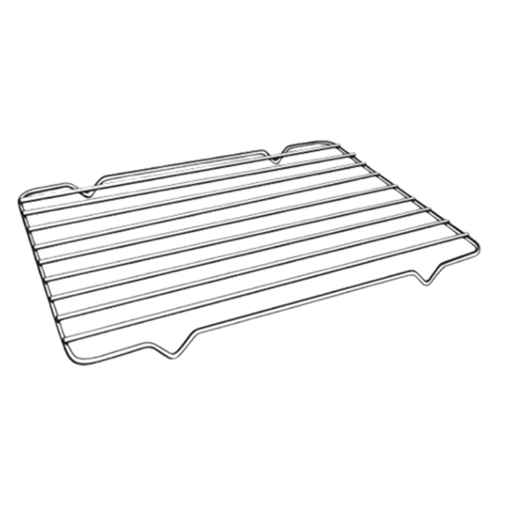 Stainless wire rack for cooking dome with raised edges and support handles