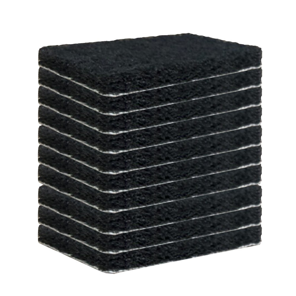Black grill scour pad stack, square replacement pads (10 count).