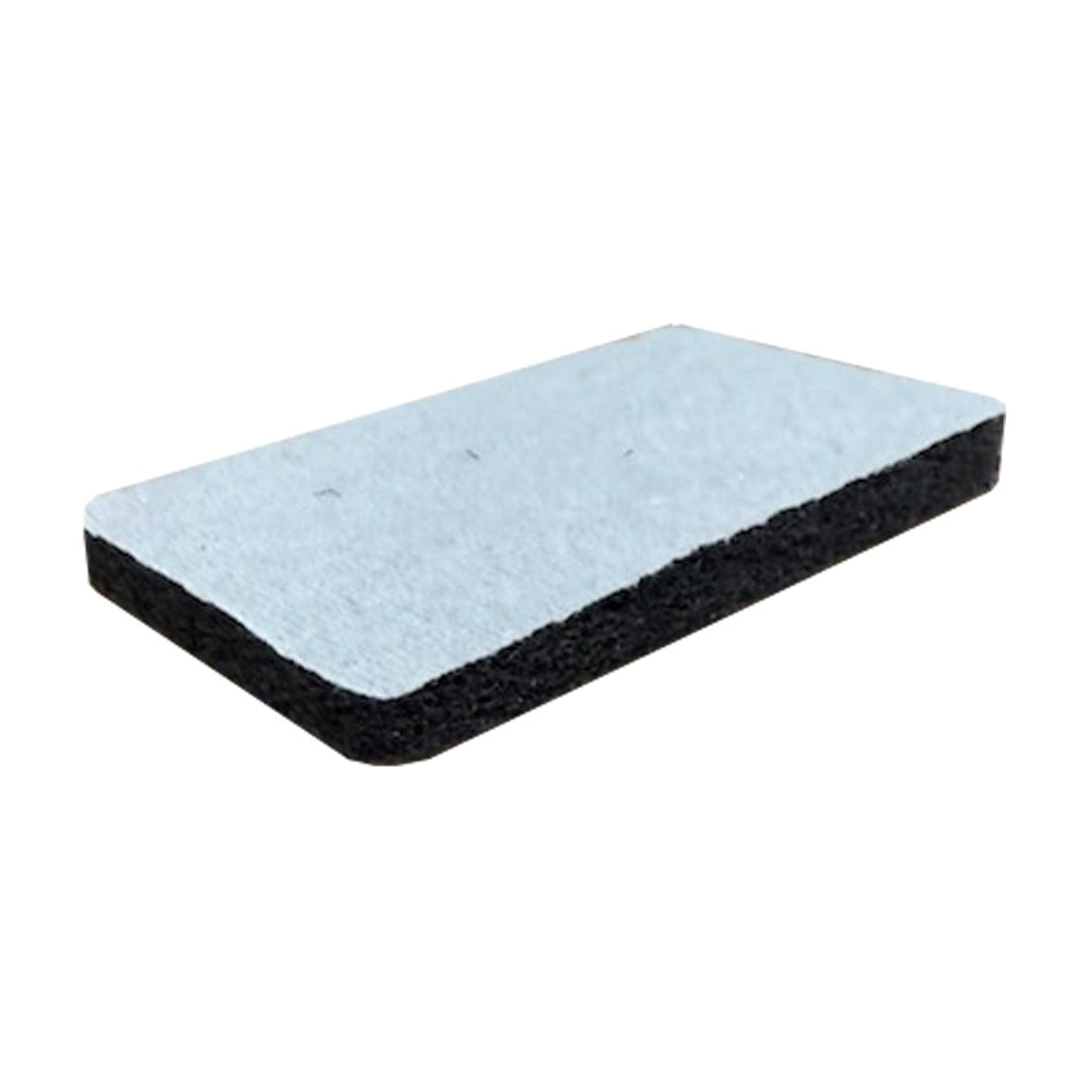 Rectangular scour pad with light gray top and black scrub base