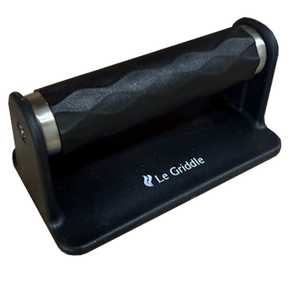 Le Griddle cleaning handle kit with black handle on storage tray
