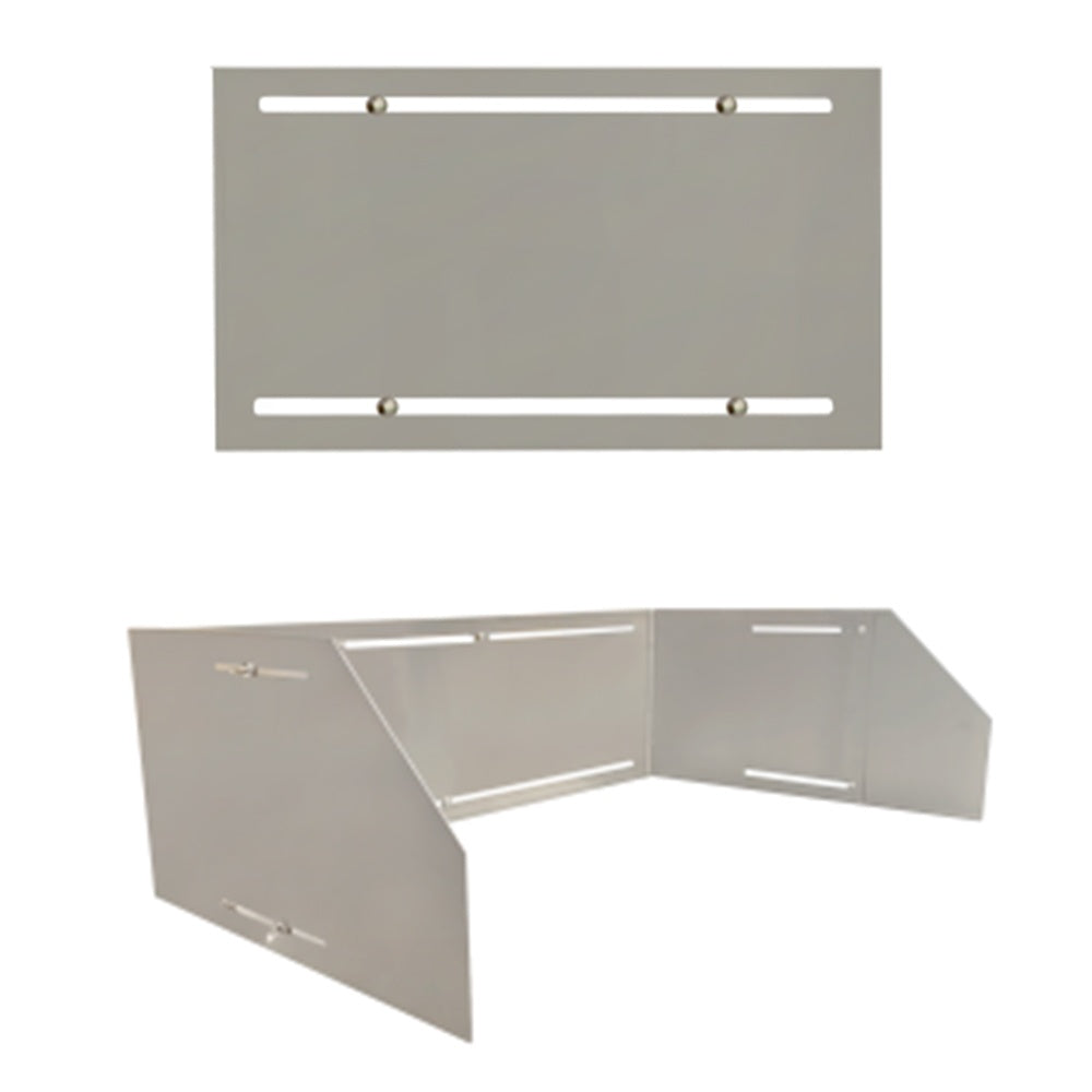 Universal wind guard for gas griddle, stainless steel panels with mounting hardware