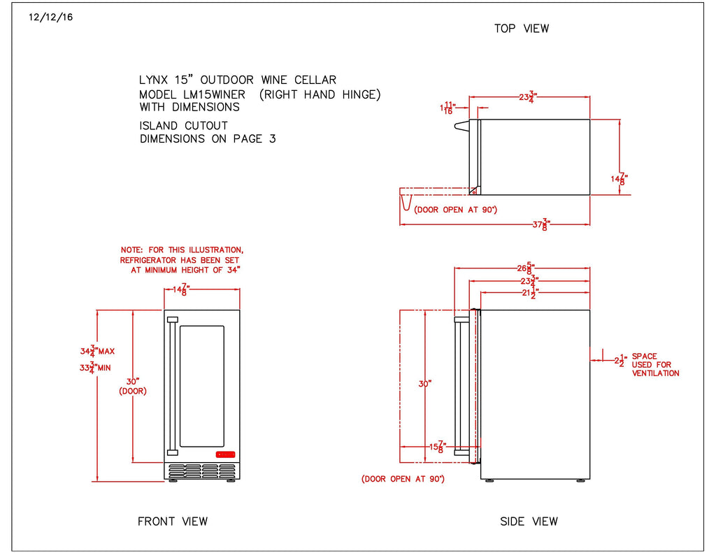 Lynx LN15WINE Wine Cellar, 15-Inch