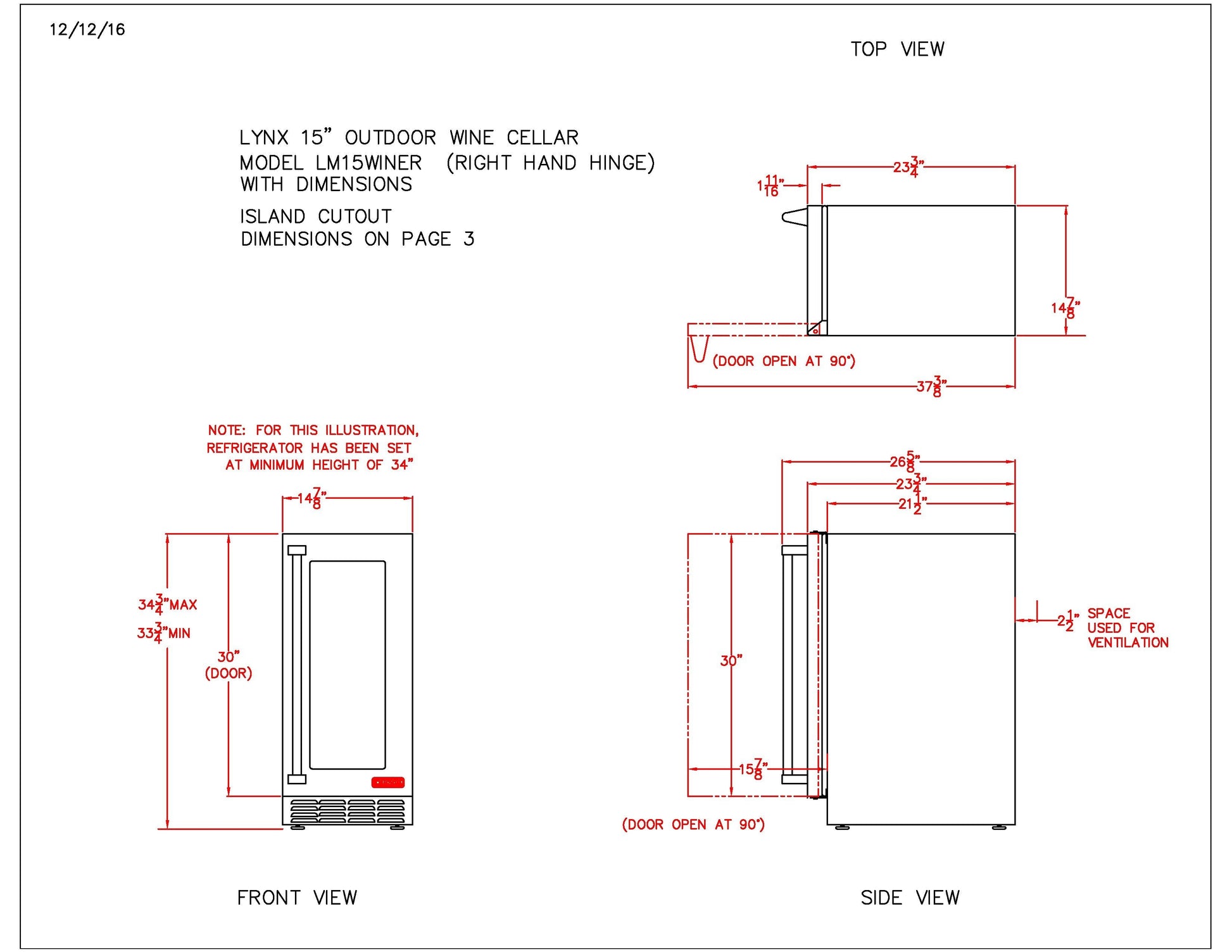 Lynx LN15WINE Wine Cellar, 15-Inch