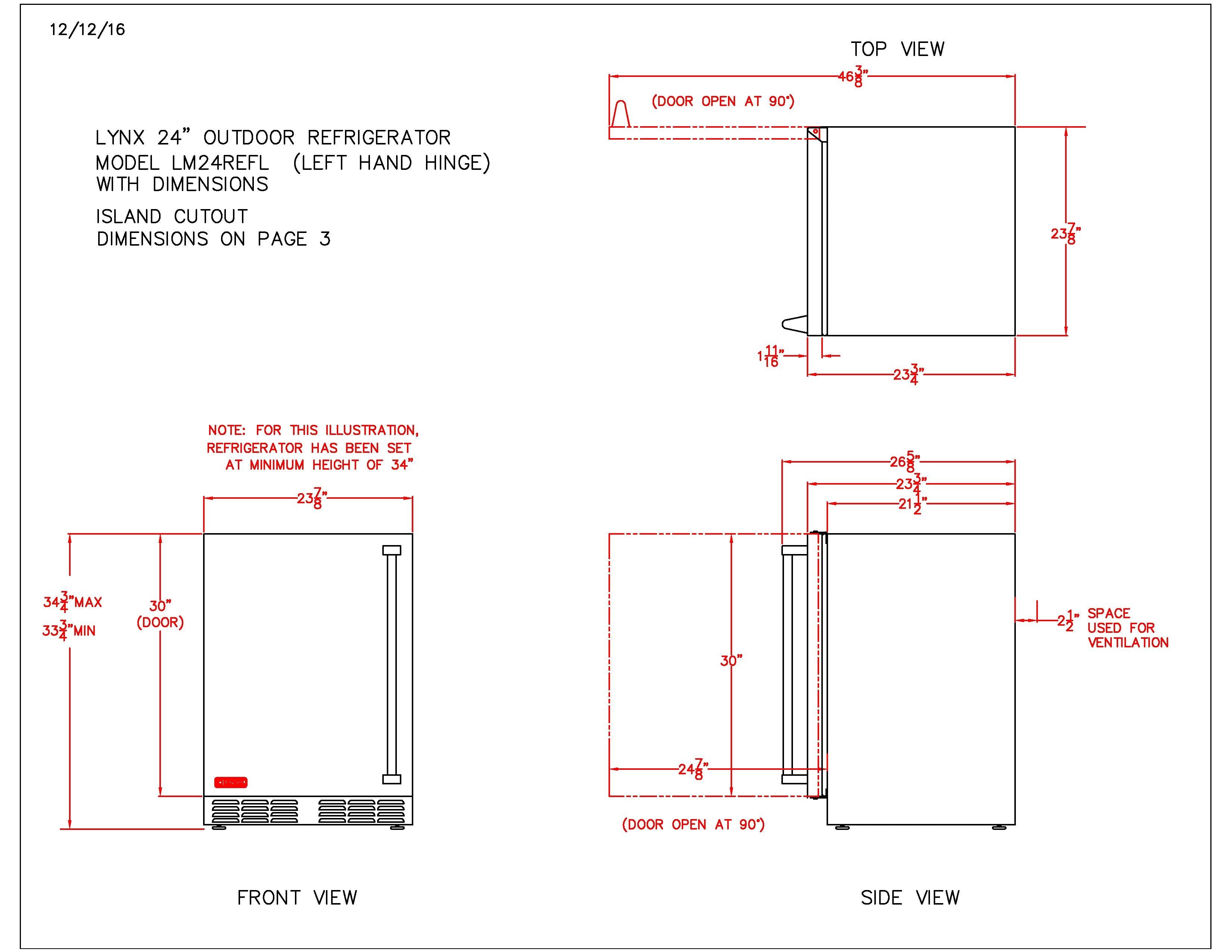 Lynx LN24REF Stainless Steel Outdoor Refrigerator, 24-Inch