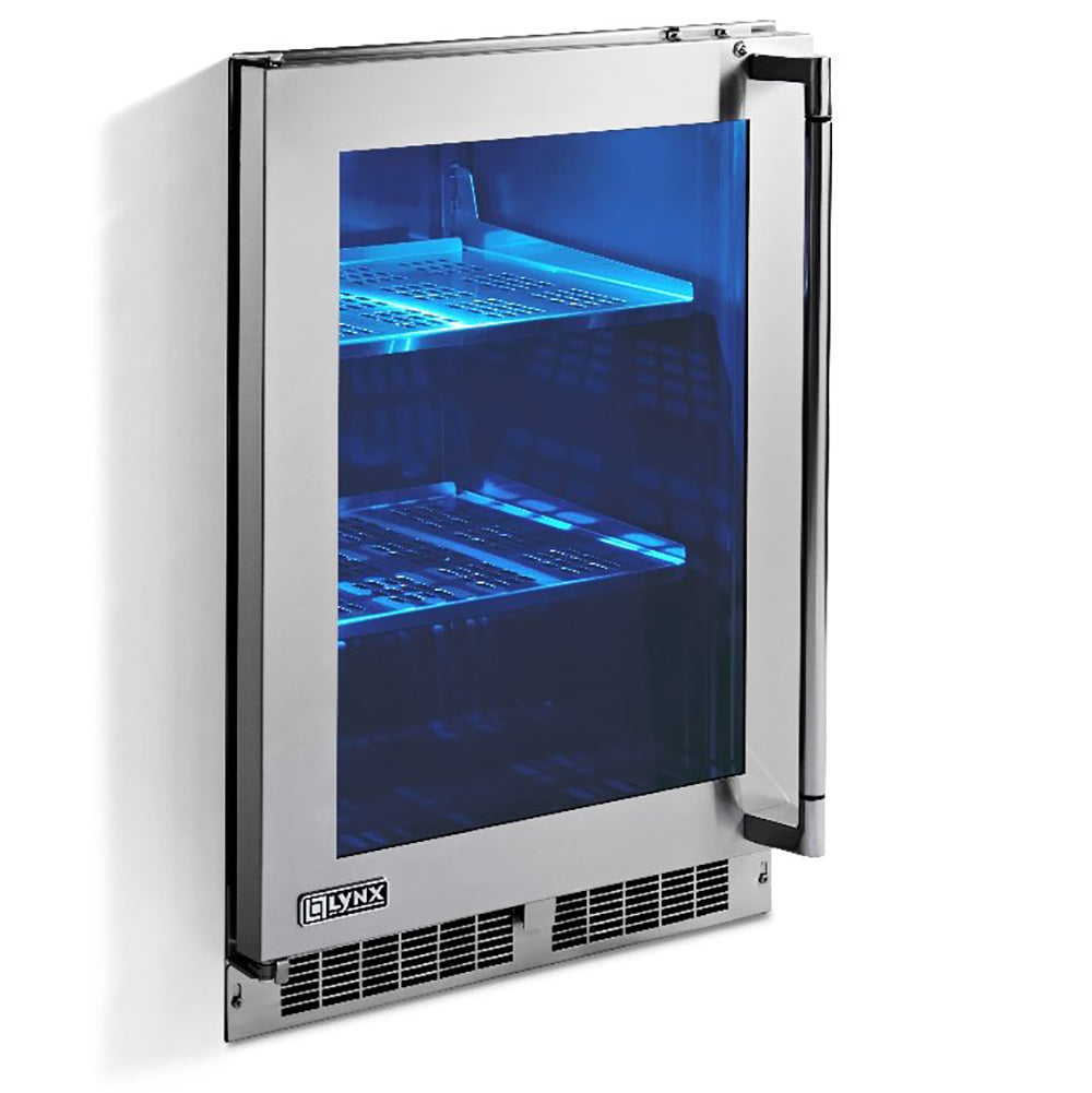 Lynx LN24REFG Stainless Steel Outdoor Glass Door Refrigerator, 24-Inch