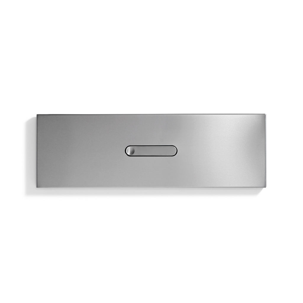 Metal modular single drawer with recessed bar pull, dark gray finish