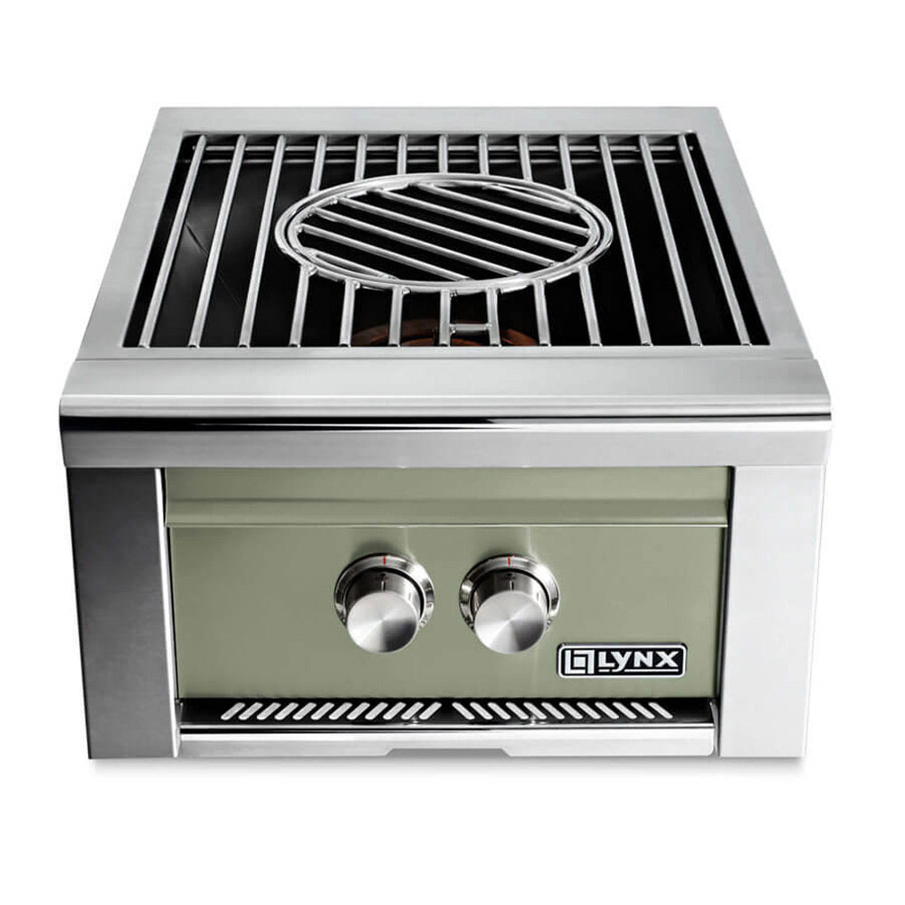 Built-in gas power burner with stainless housing and light green control panel