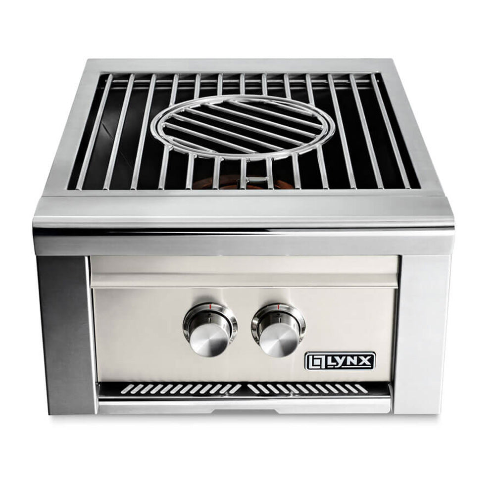 Built-in gas power burner with stainless housing and silver control panel