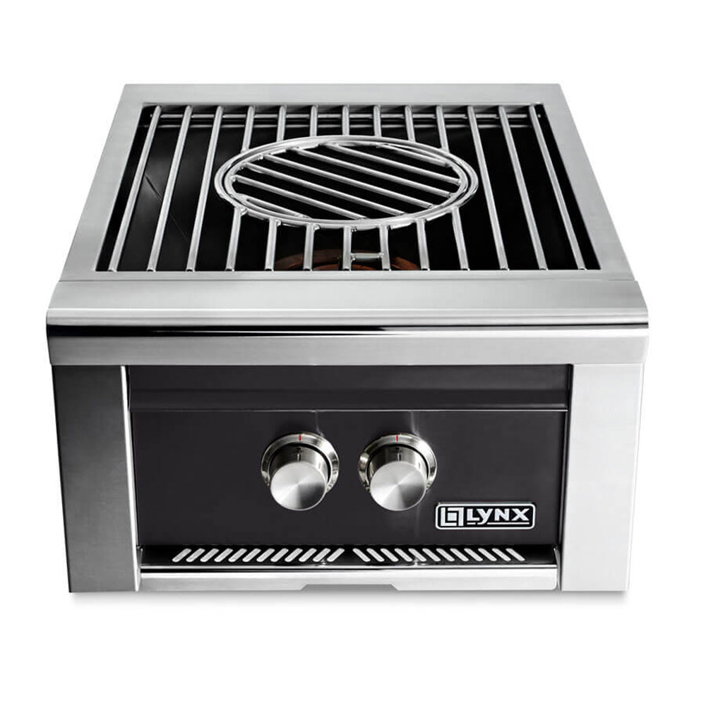 Built-in gas power burner with stainless housing and black control panel