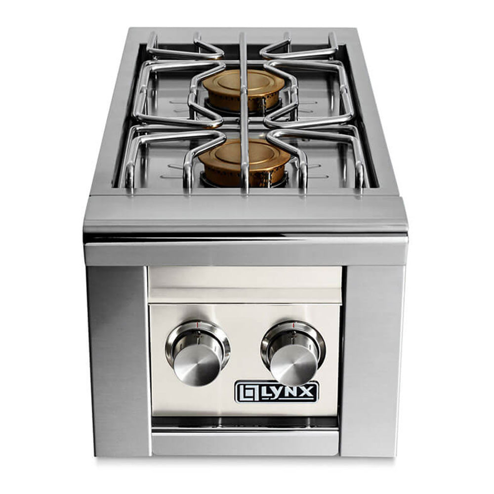 Stainless steel built-in gas double side burner with light control panel and two knobs