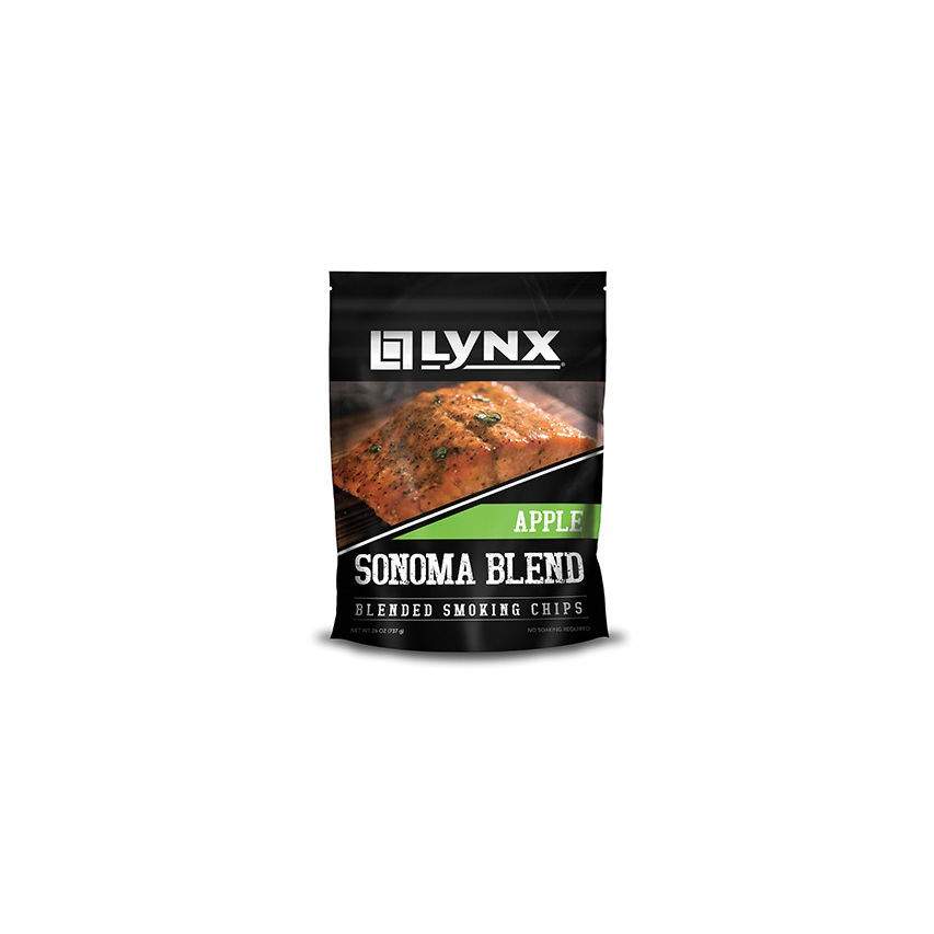 Lynx apple Sonoma blend smoking wood chip pouch with front viewing window
