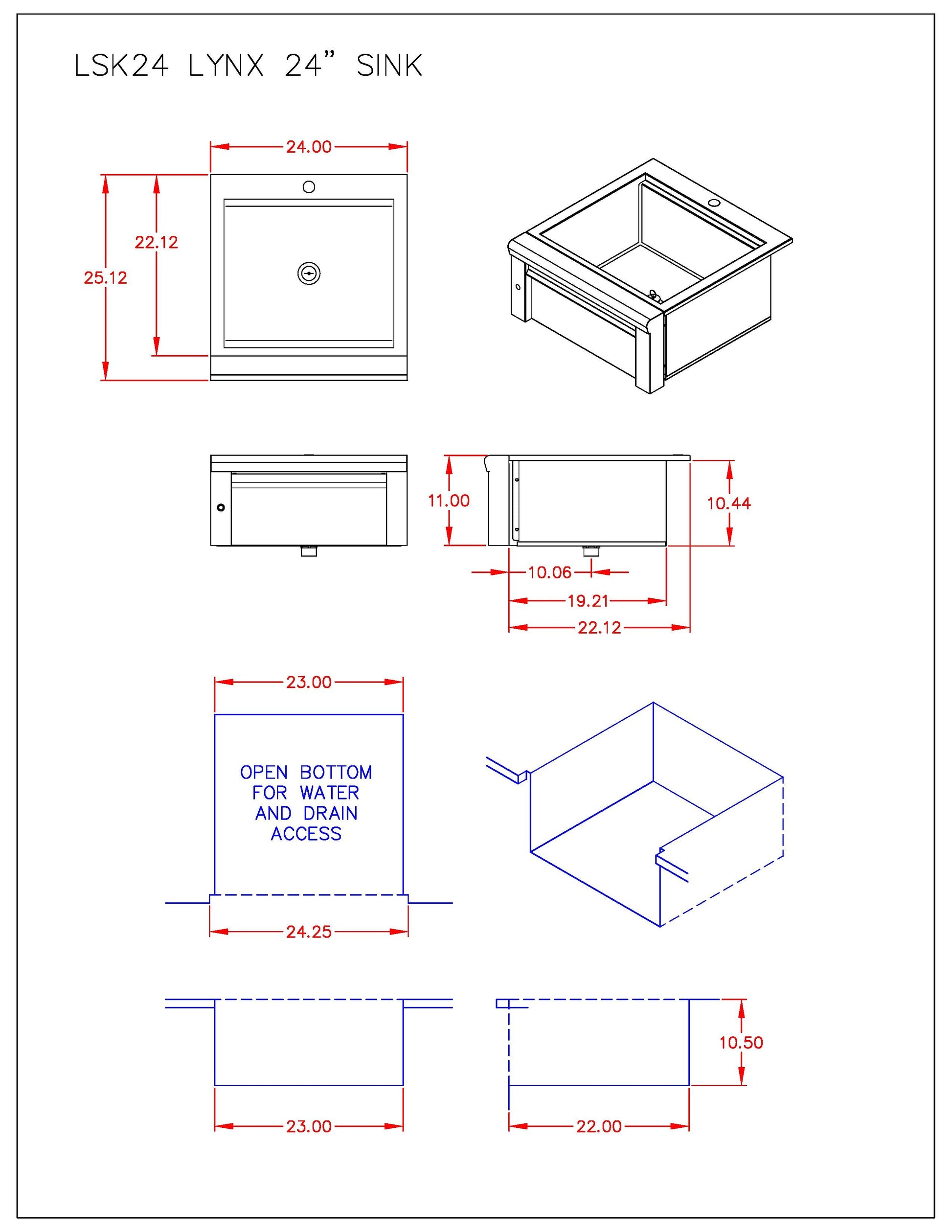 Lynx Outdoor Sink, 24-Inch