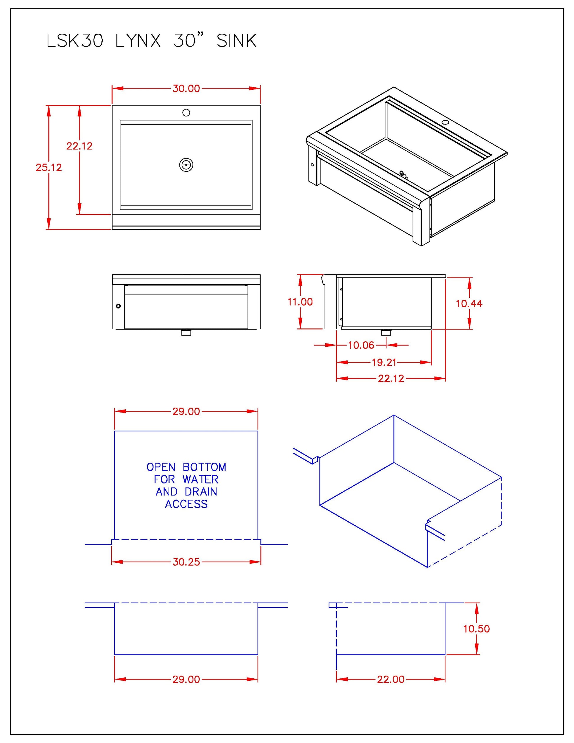 Lynx Outdoor Sink, 30-Inch