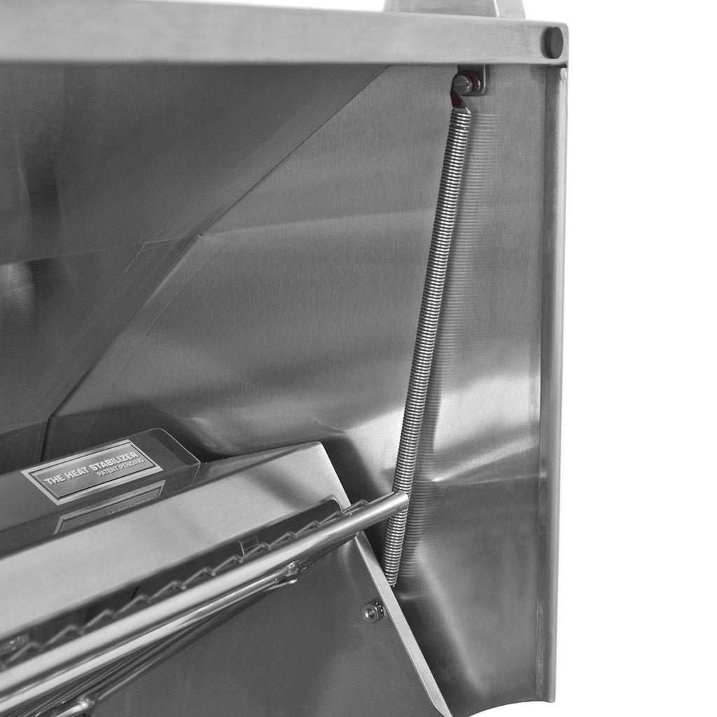Built-in gas grill side panel with gas hose regulator and spring tubing