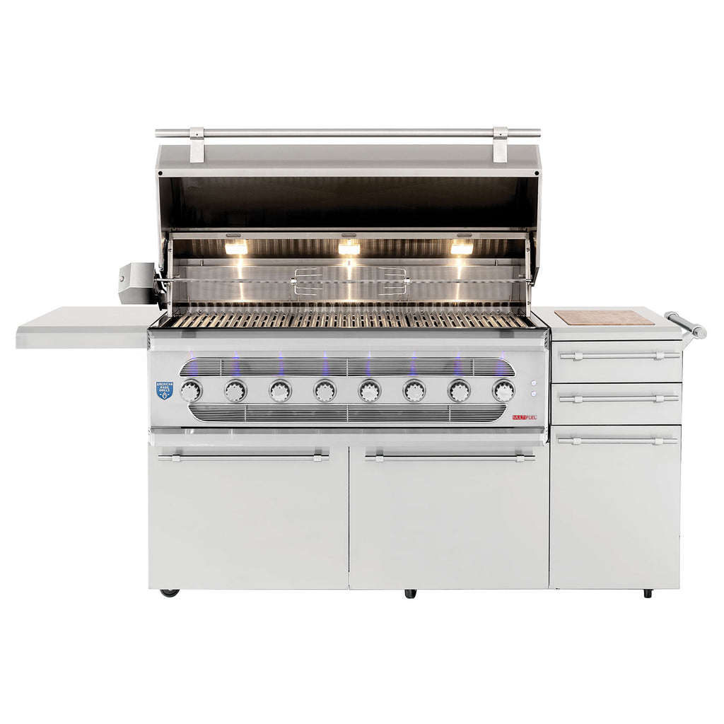 American Made Grills AMG-MUS54-CART Muscle 54-Inch Dual Fuel Wood and Gas Grill with Infrared Searing Burner and Rotisserie Kit on Cart