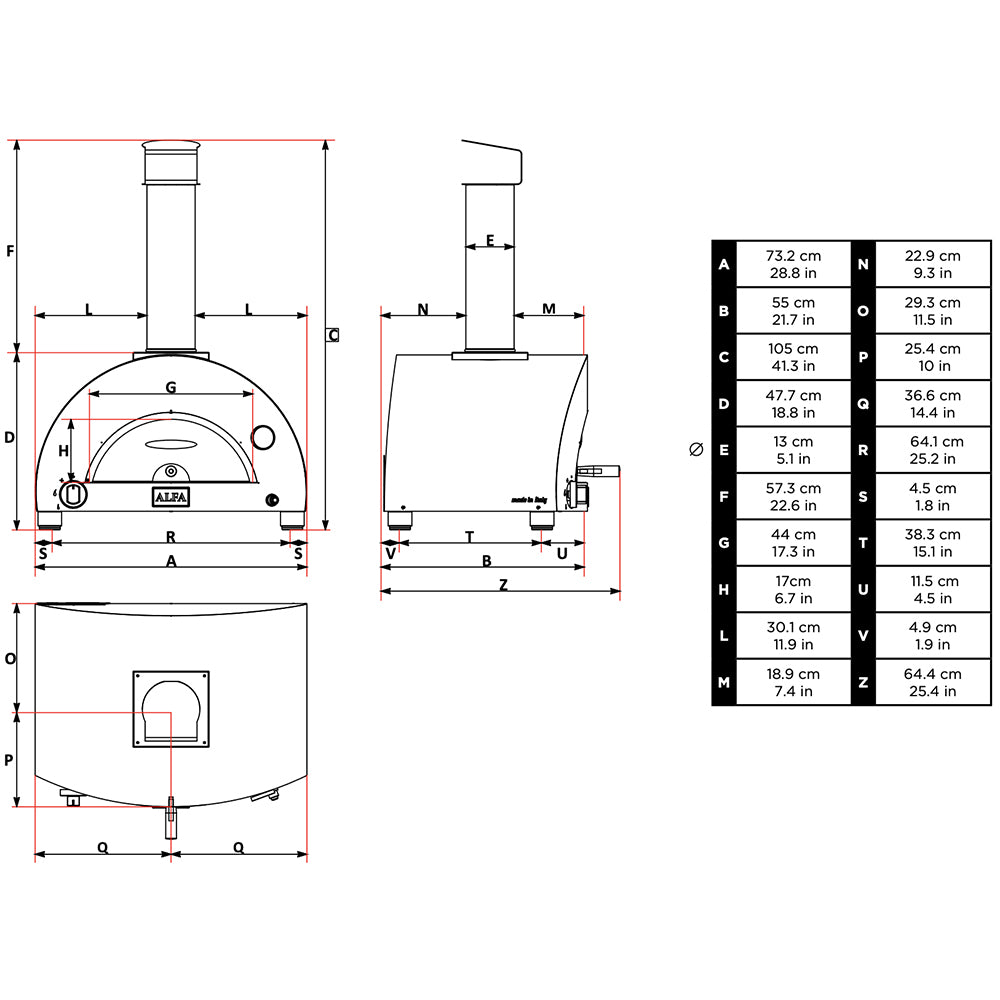 Alfa FXONE-LRAM Nano 23-Inch Wood-Fired Pizza Oven on Cart