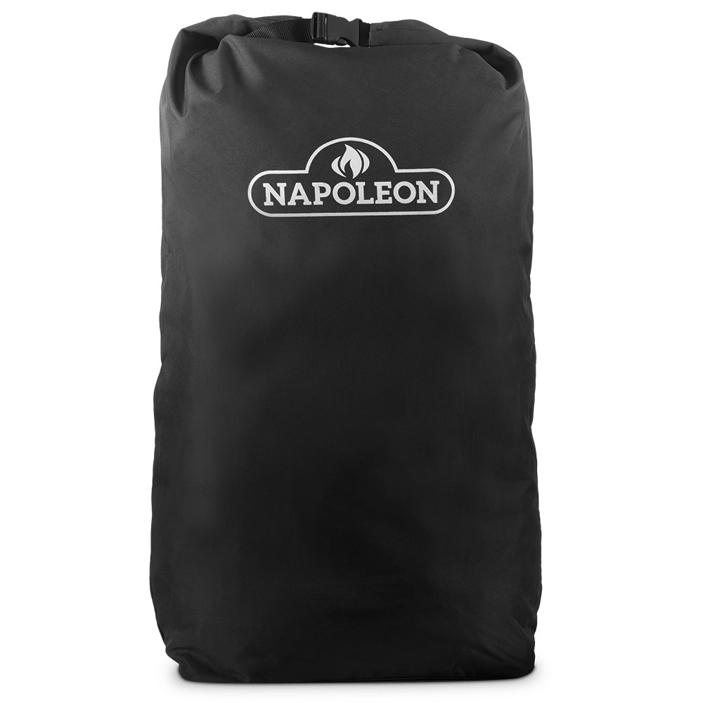 Napoleon charcoal and wood chip storage bag, black with top strap and buckle