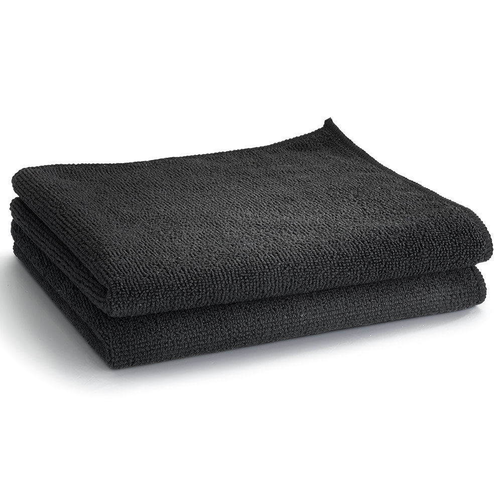Microfiber cleaning towel, dark gray folded stack