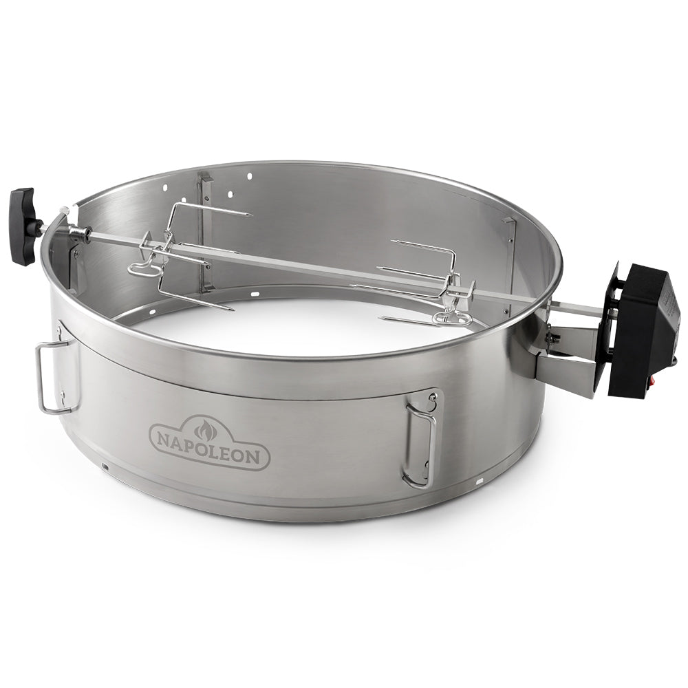 Napoleon heavy duty rotisserie kit with stainless spit and supports for 22-inch kettle grill