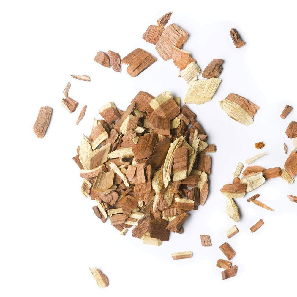 Assorted wood chips and small wood chunks for BBQ smoke flavor