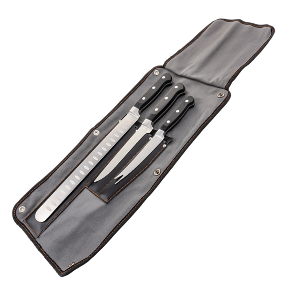Oklahoma Joe's Blacksmith 3-Piece Knife Set with Protective Roll